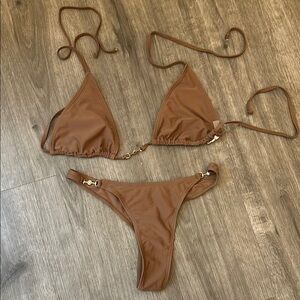 Brown Triangle Bikini Set